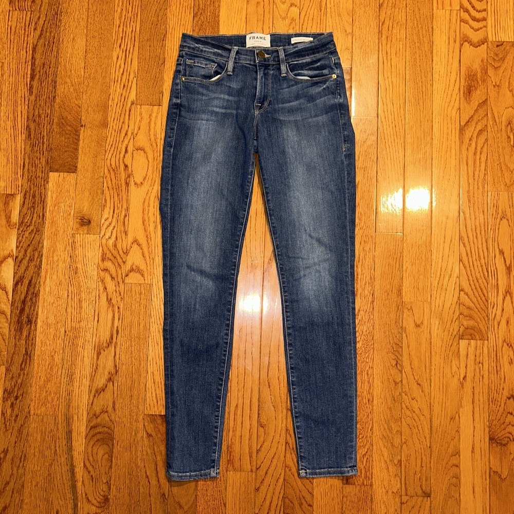 Frame Women's Le Skinny De Jeanne Crop Blue Denim Jeans Size 25